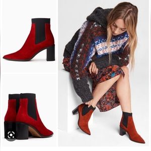 Rag & Bone Brynn red suede leather boots size 36